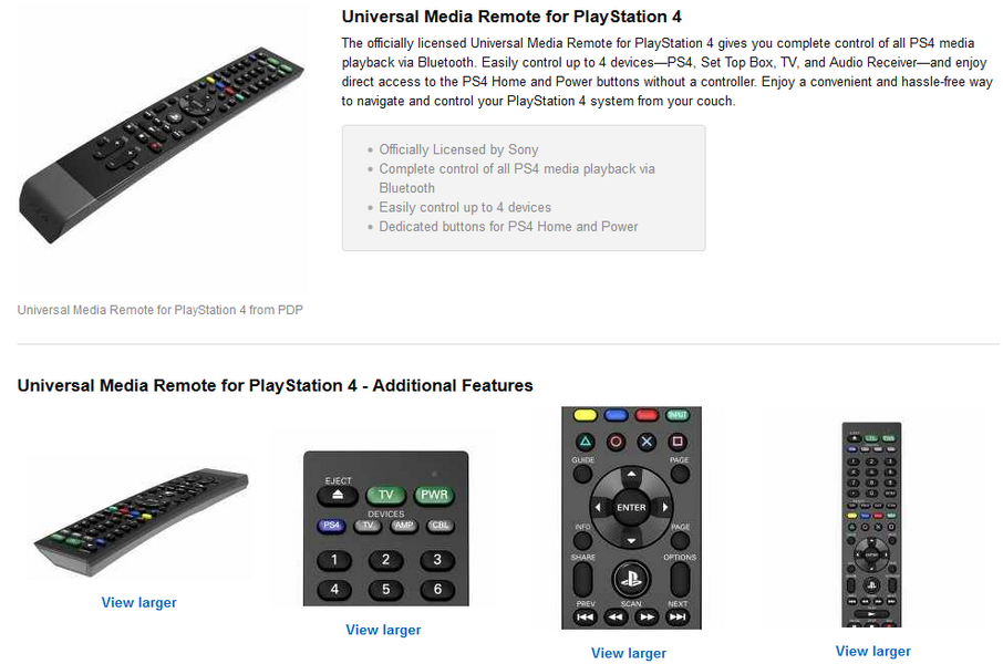 official universal media remote for playstation 4