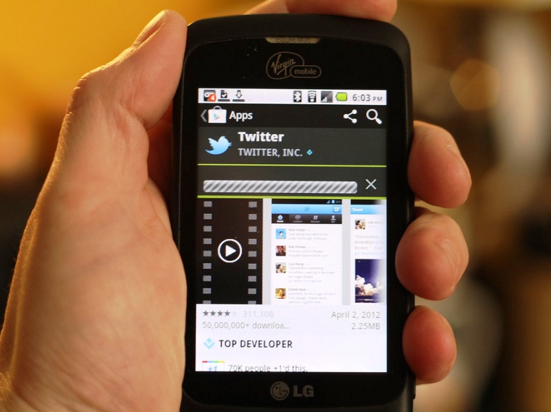 Twitter app on a smartphone
