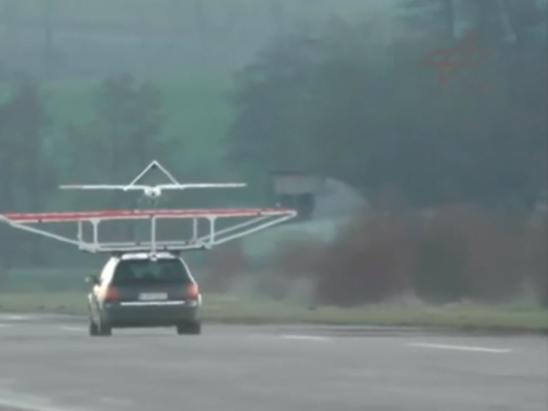 Drone landing on a moving car