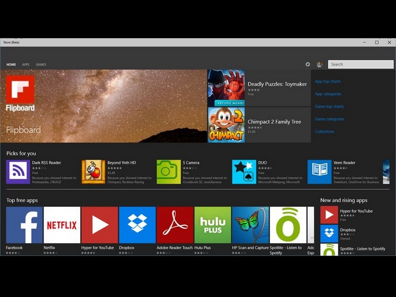 Windows Store Dark Theme For Early Windows 10 Builds
