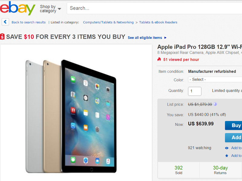 eBay iPad Pro