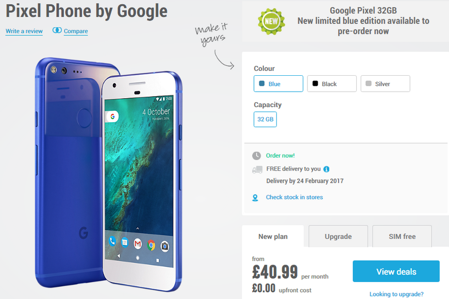 Really Blue Google Pixel At Carphone Warehouse