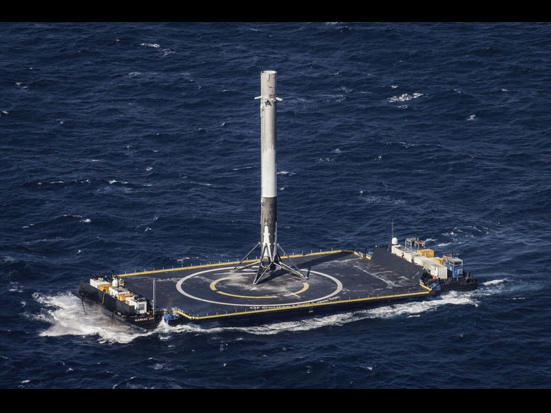 FALCON 9 first stage after landing on droneship