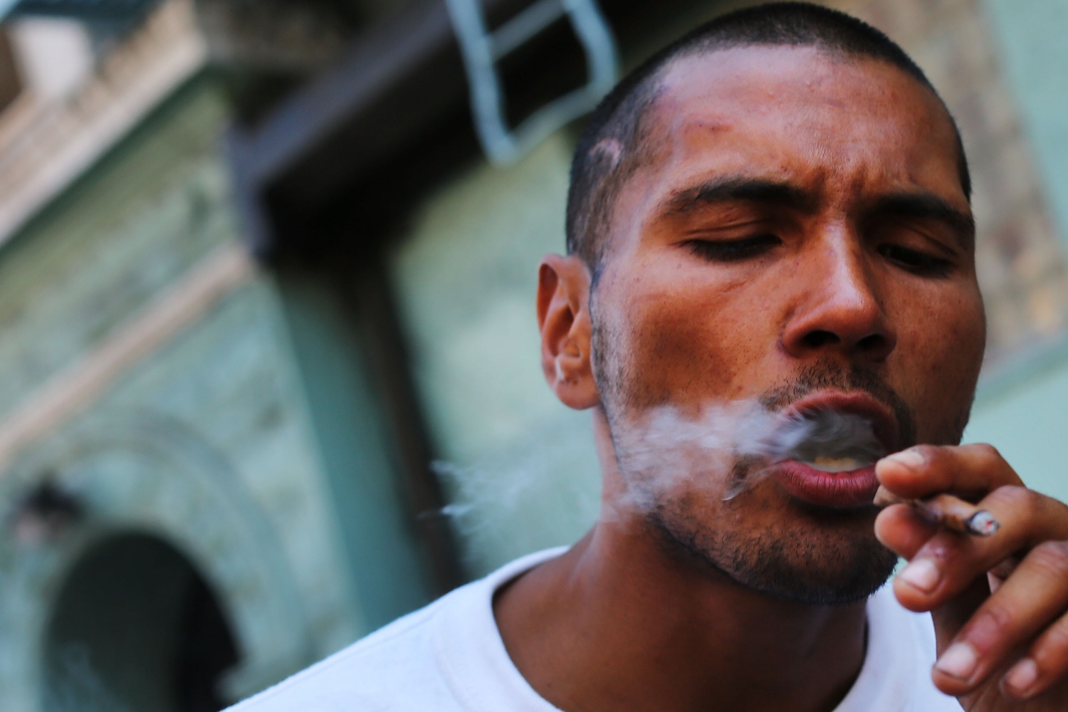 Man Smoking Fake Marijuana