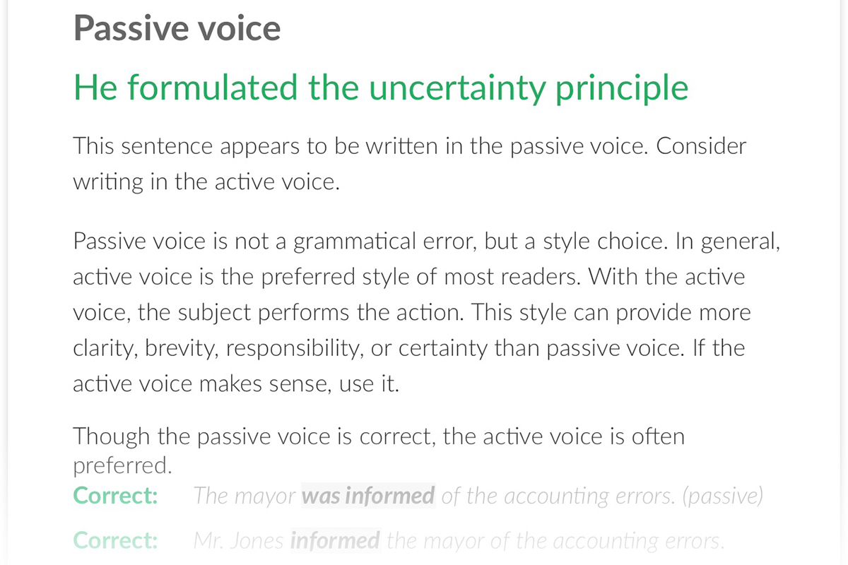 grammarian pro 2 mac active passive voice