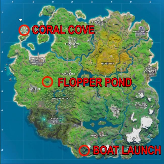 'Fortnite' Dockyard Deal Challenge: Locations of Coral Cove, Fortnite Boat Launch, and Flopper Pond Revealed