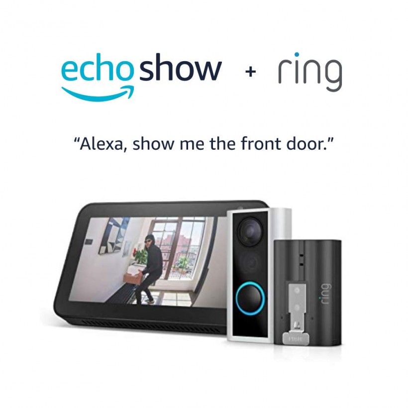 Ring Peephole Cam with Rechargeable Battery Pack and Echo Show 5