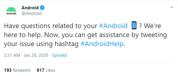 #AndroidHelp Tweet