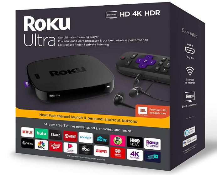  Roku Ultra | Streaming Media Player 4K/HD/HDR with Premium JBL Headphones 2019
