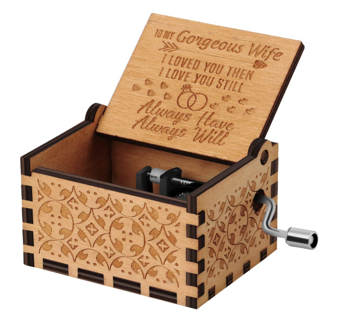 You are My Sunshine Wood Music Boxes,Laser Engraved Vintage Wooden Sunshine Musical Box Gifts for Birthday/Christmas/Valentine's Day (Wood-Husband to Wife)