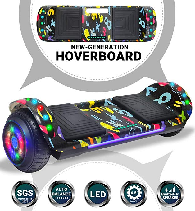 Beston Sports Newest Generation Electric Hoverboard Dual Motors Two Wheels Hoover Board Smart self Balancing Scooter with Built in Speaker LED Lights for Adults Kids Gift