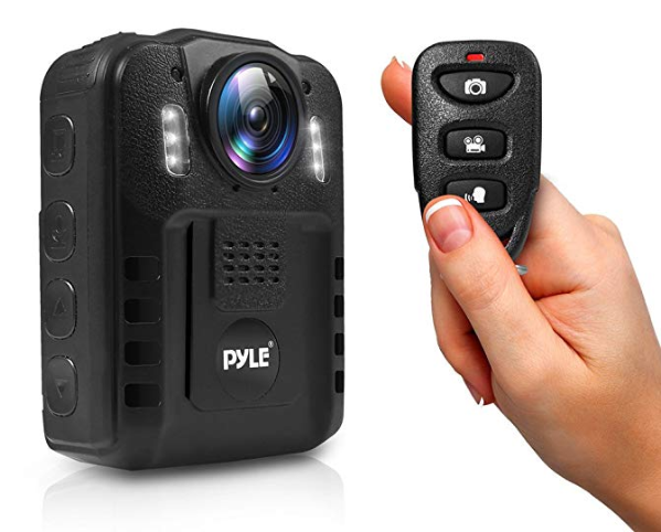 Premium Portable Body Camera - Wireless Wearable Camera, Person Worn Camera, Compact & Portable HD Body Camera, IR Night Vision, Built-in Rechargeable Battery, LCD Display, 16GB Memory - Pyle PPBCM9
