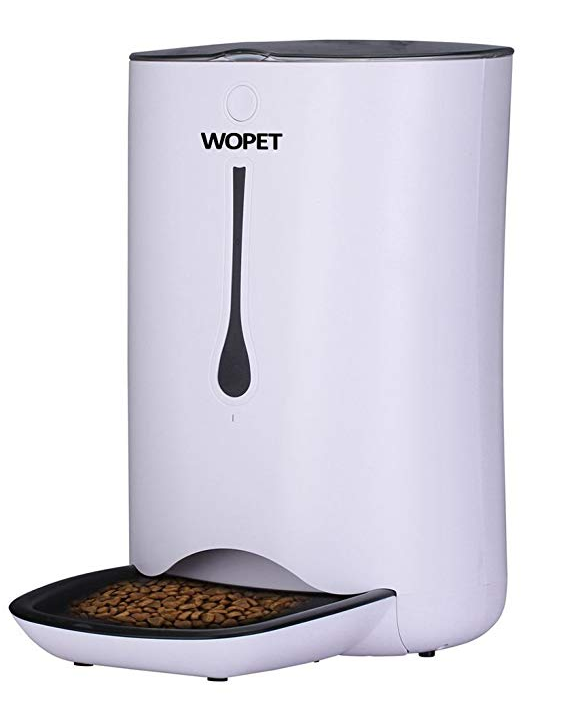 WOPET Automatic Pet Feeder Food Dispenser for Cats and Dogs–Features: Distribution Alarms, Portion Control, Voice Recorder, Programmable Timer for up to 4 Meals per Day