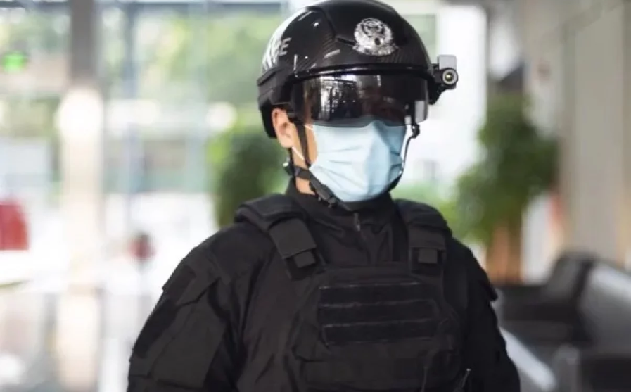 Robocop-like Helmet Used by Chinese Police