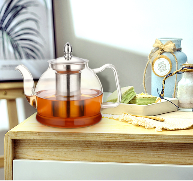Hiware 1000ml Glass Teapot with Removable Infuser, Stovetop Safe Tea Kettle, Blooming and Loose Leaf Tea Maker Set