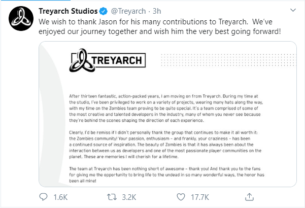 Treyarch Wishes Dev Farewell