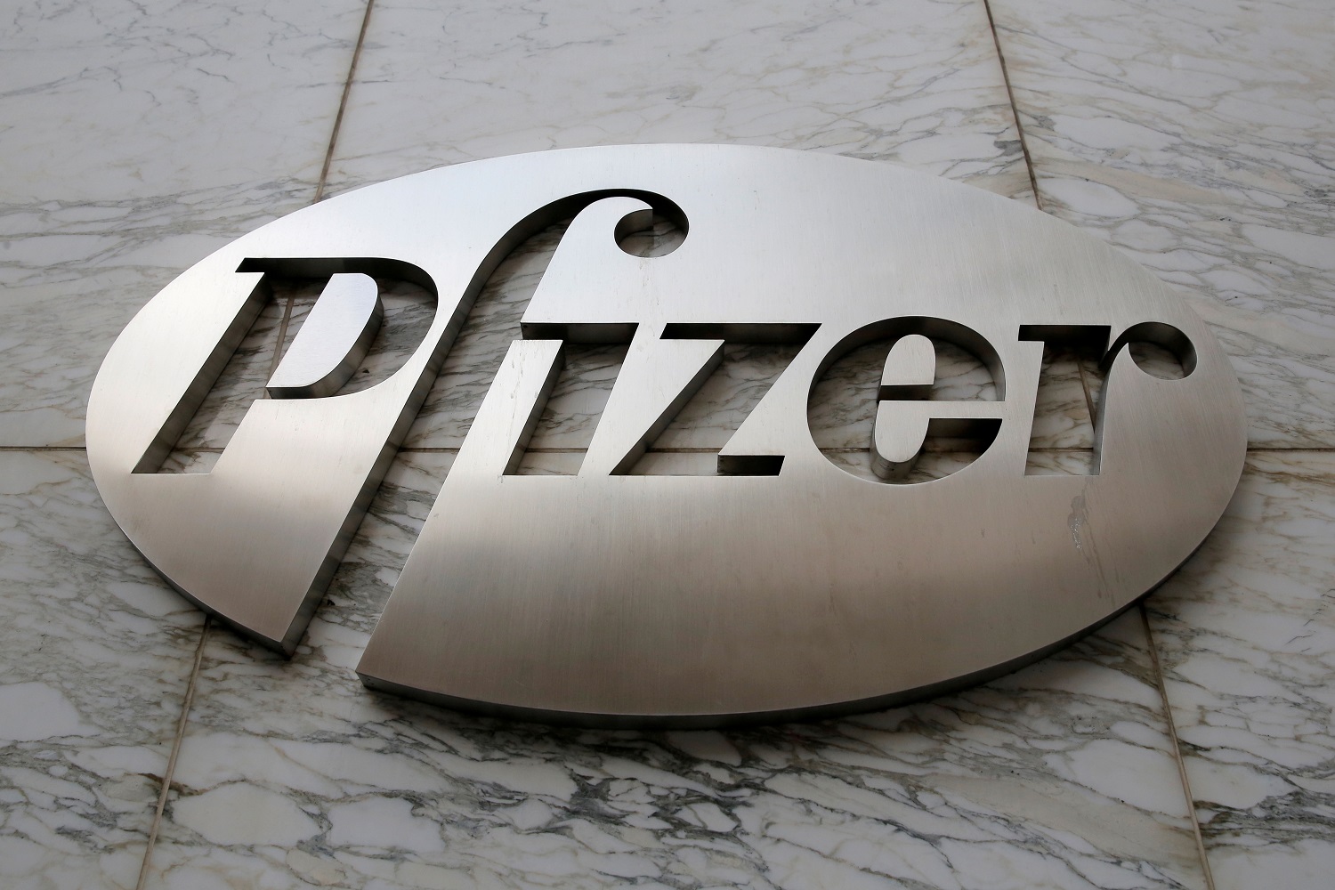 The Pfizer logo is seen at their world headquarters in Manhattan, New York, U.S.