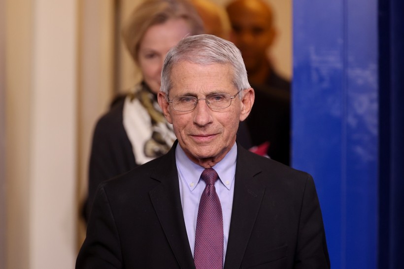Fauci arrives for the daily coronavirus task force briefing with President Donald Trump at the White House in Washington