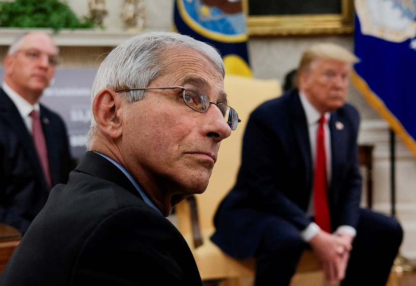 Dr. Anthony Fauci attends Trump-Bel Edwards coronavirus response meeting at the White House in Washington