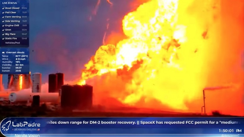 A prototype of SpaceX rocket Starship explodes during ground tests, in Boca Chica