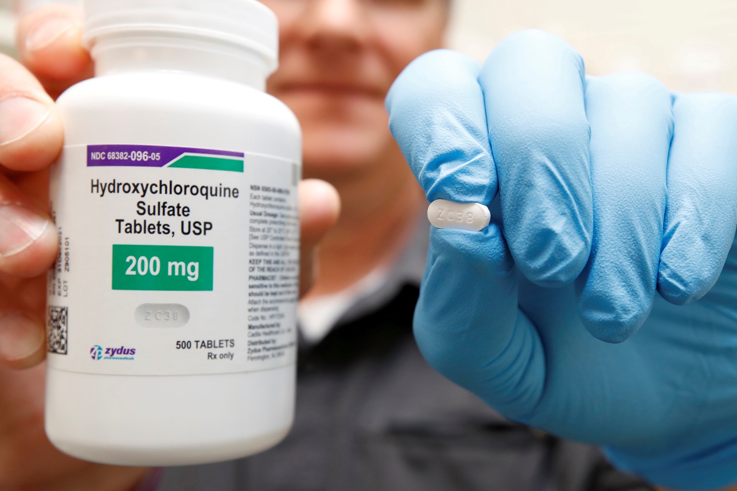 The drug hydroxychloroquine, pushed by U.S. President Donald Trump and others in recent months as a possible treatment to people infected with the coronavirus disease (COVID-19), is displayed by a pharmacist in Provo