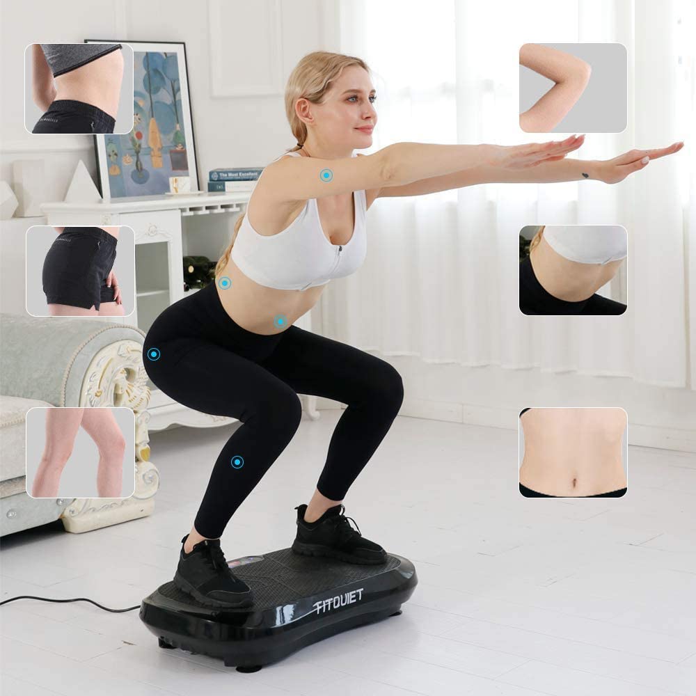 FITQUIET Vibration Plate Exercise Machine with Loop Resistance Bands 