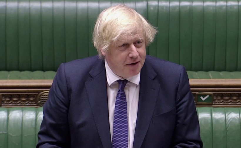 Britain's Prime Minister Boris Johnson speaks during the weekly question time debate in Parliament, in London