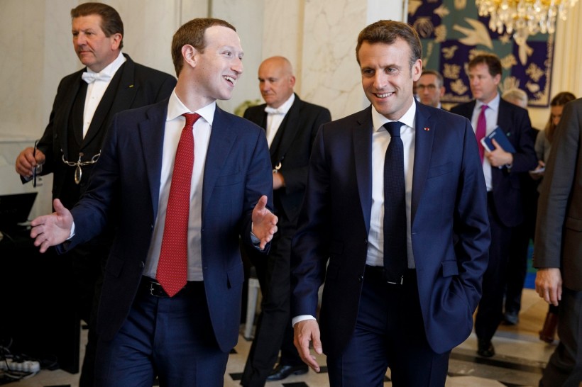 Facebook CEO in a previous meeting with French president Emmanuel Marcon