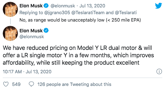 埃隆·马斯克取消了特斯拉最便宜的Y型车，原因如下
