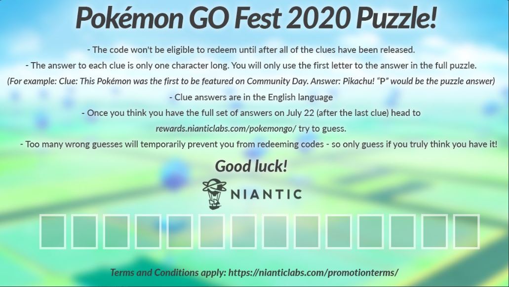Tips Unlocking Pokemon Go Fest 2020 Promo Code Puzzle A Quick