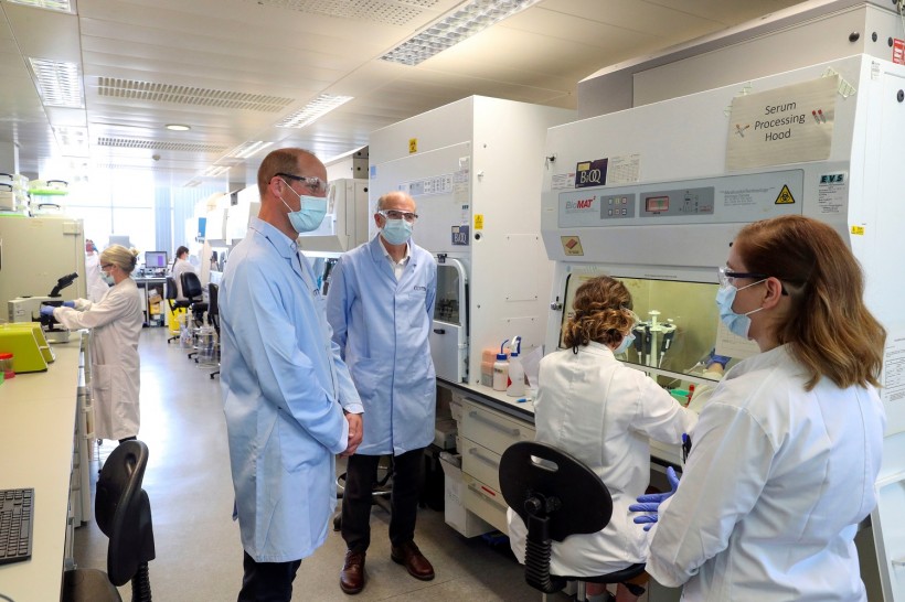 Britain's William, Duke of Cambridge, visits the Oxford Vaccine Group's facility at the Churchill Hospital, in Oxford