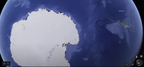 The capsized boat near Antarctica as shown on Google Earth 