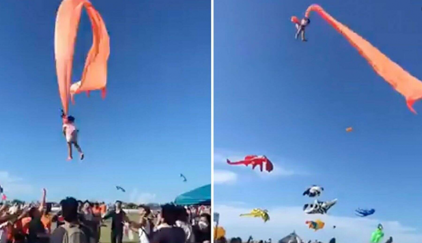 This Young Taiwanese Toddler Was Thrown in the Air by A Huge Kite