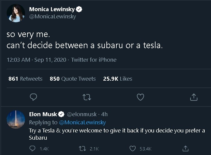Elon Musk Gave Monica Lewinsky a Money-Back Guarantee 