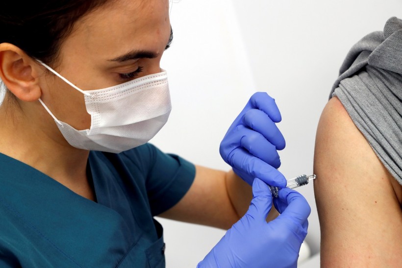 A volunteer is injected with an experimental Chinese coronavirus disease (COVID-19) vaccine in Kocaeli
