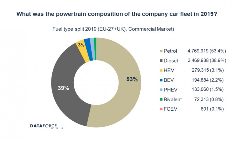 Powertrain composition of company fleet in 2019