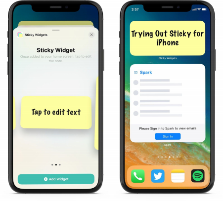 sticky note widget for iphone