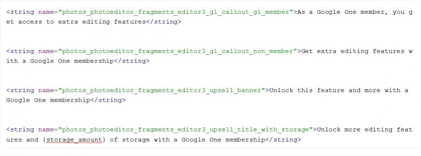 Some hidden code strings showing Google’s decision over the app features