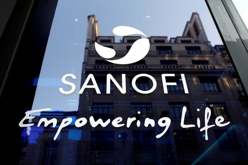A Sanofi logo is seen during the company's annual results news conference in Paris, France