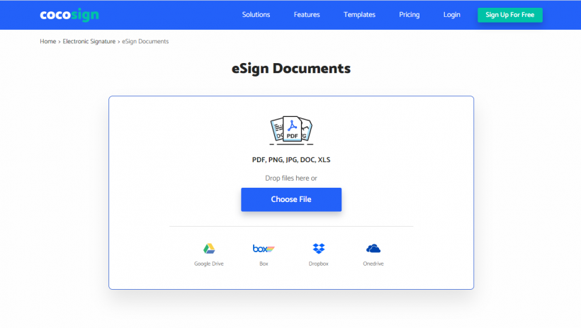 e-signing page of CocoSign 