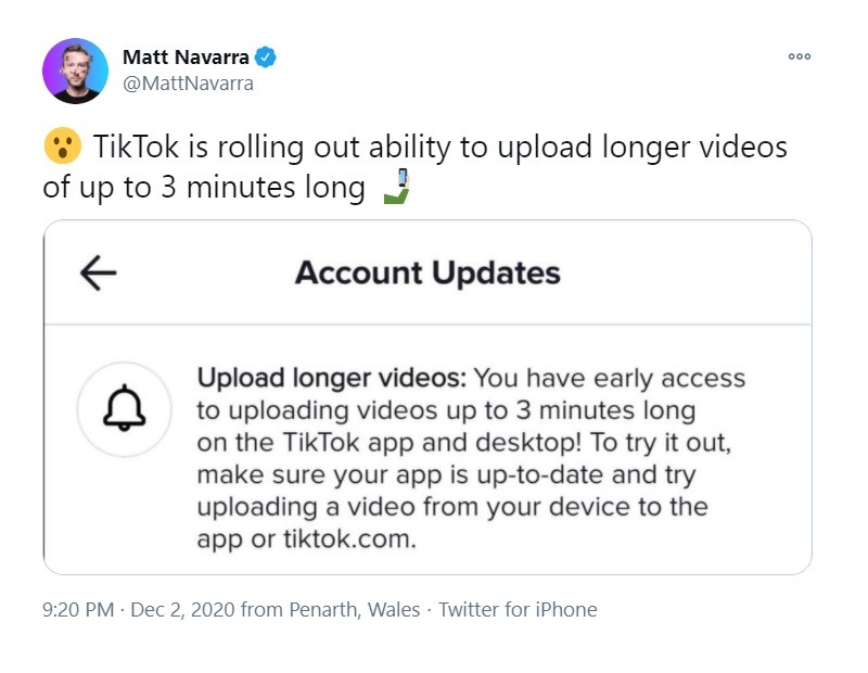 TikTok tries out Three-Minute Video feature on app and desktop