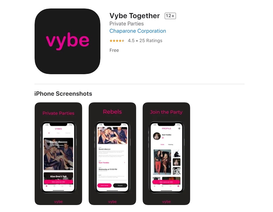 Apple App Store Removes Vybe Together app that promotes secret parties; Its TikTok account banned 