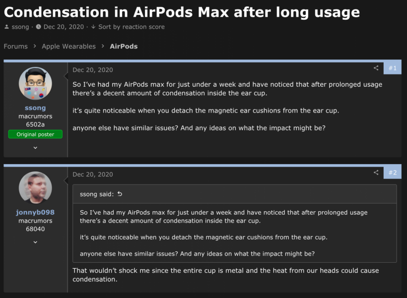 Airpods Max Users Face Serious Condensation Issue with Device