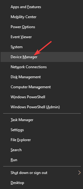 Step 1: Press Windows + X key and select Device Manager from the menu.