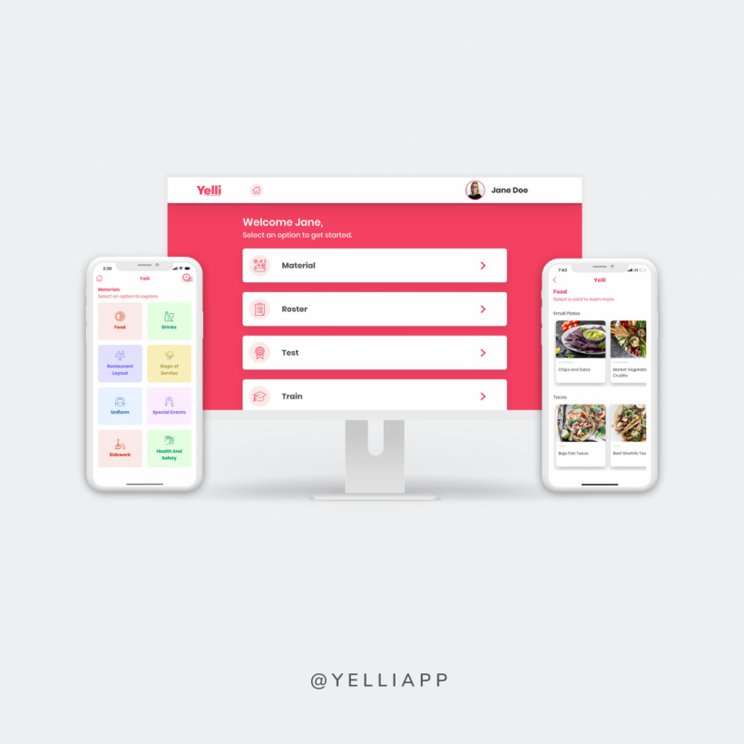 Yelli App Screens for Mobile and Desktop