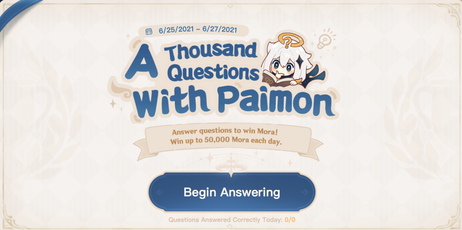 Genshin Impact 'A Thousand Questions with Paimon'