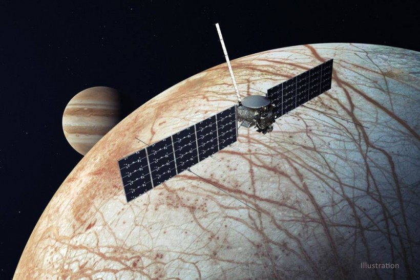 NASA's Europa Clipper orbiting Jupiter's moon in an Illustration