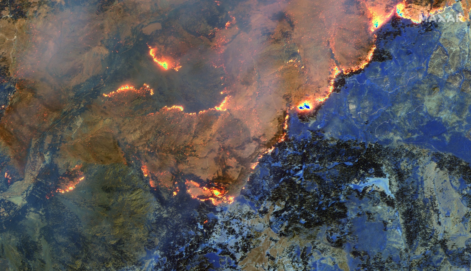 Infrared Satellite Imagery of the Dixie Fire in Greenville, California