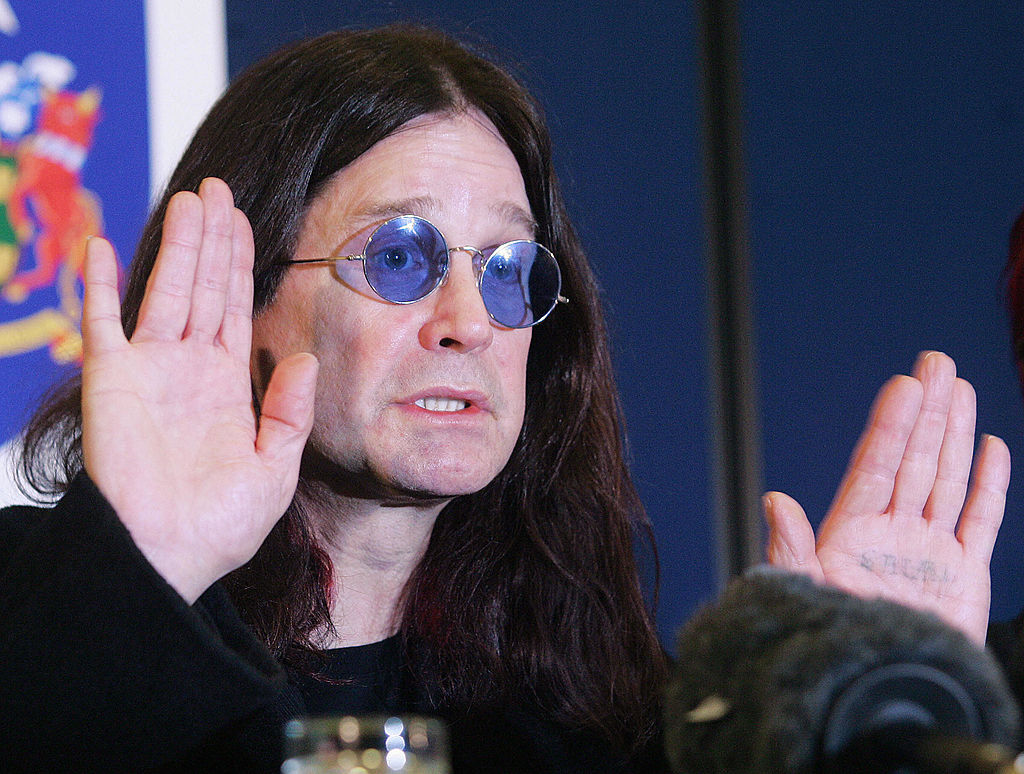 British rock star Ozzy Osbourne gestures