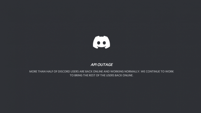 Discord API outage screen